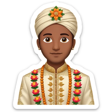 indian groom holding garland sticker