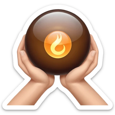 Gray and brown color magic ball and hands sticker