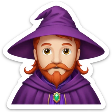 red haired wizard with mustache, purple cloack sticker