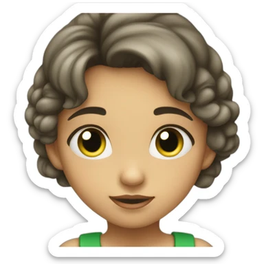 Niña pecosa, con ojos verdes, mirando el movil sticker