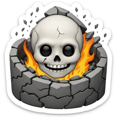 a pile of ashes with a skeletal smile sticker