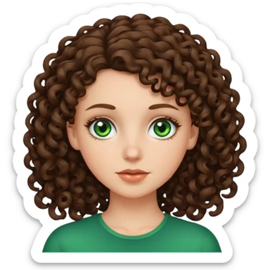 White, green-eyed, brunette girl with somehow curly hair sticker