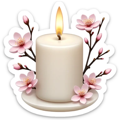 Zen meditative calm beautiful sakura candle aesthetic detailed decorations sticker