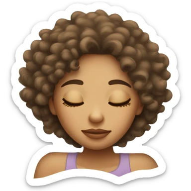 Light skin Curly hair girl sleeping on pillow in bed sticker