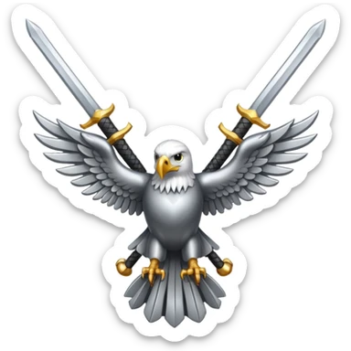 Silver eagle with crossed sabers sticker