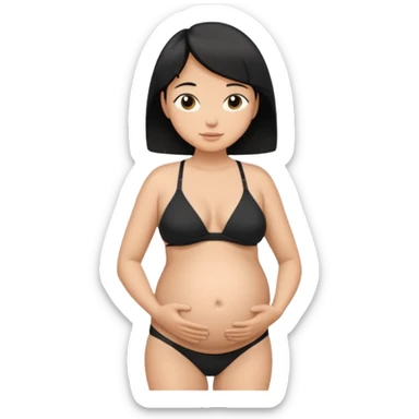 pregnant man with short black hair in a bikini holding his belly  sticker