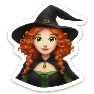 redheaded green-eyed witch sticker