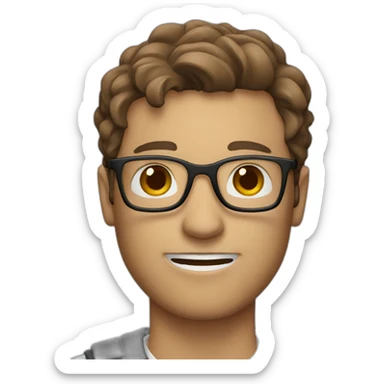 White Male with Brown Hair with Glasses Holding Popcorn sticker
