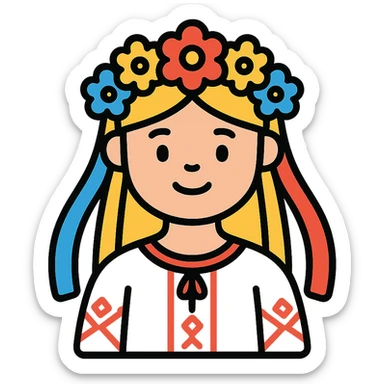 Ukrainian girl in a wreath and embroidered shirt sticker