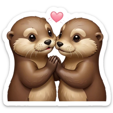 Kissing otters  sticker