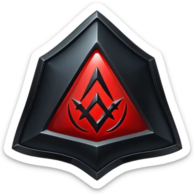 iOS sticker, dark fantasy amulet, black base, red symbol, minimal sticker