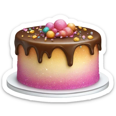 Realistic cake with glitter sticker