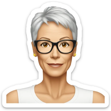 jamie lee curtis wearing tee sticker