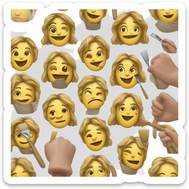 emoji de un pintor de casa con una brocha en la mano en diferentes estilos sticker