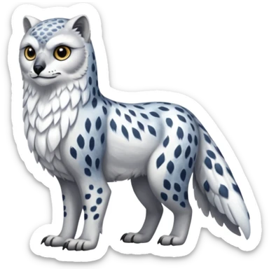 Long-beaked scaly beautiful pretty realistic Gryphon-Griffin-Snow-Leopard-Arctic-Fox-Arctic-Wolf-Snowy-Owl-fusion-hybrid-animal-creature, full body sticker