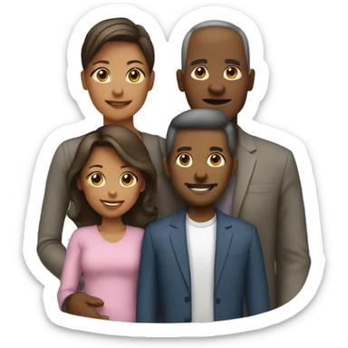a family of four, husband, wife, daughter and a son sticker