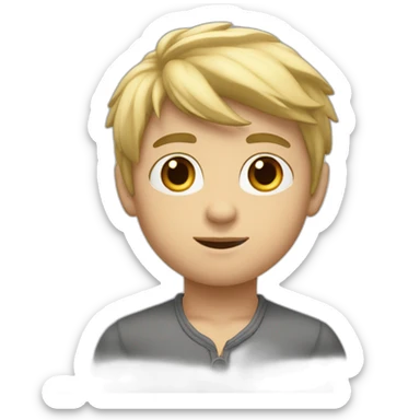 Garçon de peau moyen blanche, cheveux blond, yeux marron sticker