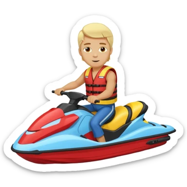 Jek Ski emoji youcan see the jetski with the Man on the Jek Ski blone hair Red lifevest, JekSki is BXW720 light blue yellow sticker
