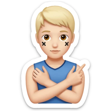 Please make an emoji where the wearer marks O or X with his arm. sticker