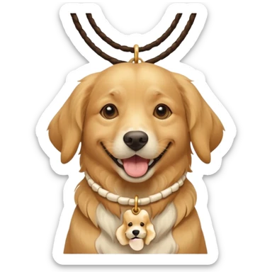 dog with bone necklace sticker
