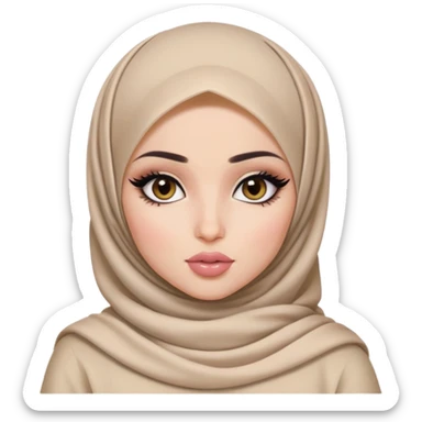 hijabi, pretty lips, clothes, pale skin,  hazel eyes, pretty bratz baddie, black eyeliner sticker