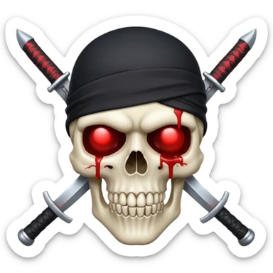 Black Skull and crossed sabers with a bleeding eyepatch sticker