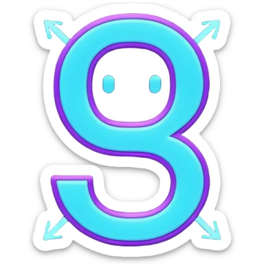 futuristic minimalistic emoji icon, letters "G" formed by three glowing digital lines representing Storm, Atom and NoizeGames, neon purple (#8B5CF6) and cyan (#00E0FF) on dark background, modern tech style, 1:1 aspect ratio sticker