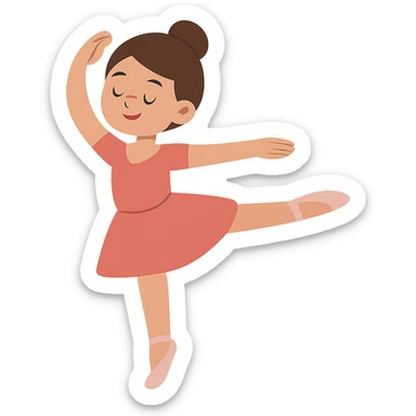 flat toon style girl doing ballet sticker