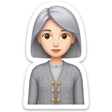gray woman knit cardigan sticker