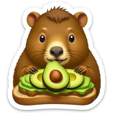 Capybara eating avocado toastc sticker