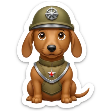 Weiner dog with war gear sticker