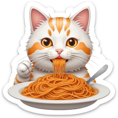 cat eating spaghetti  sticker