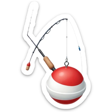 Red and white fishing bobber sticker