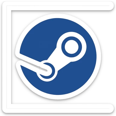 steam logo, very simple flat color clip art style, minimal, blue, with a white accent, no text sticker