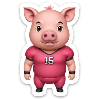 american football player pig with red jersey sticker