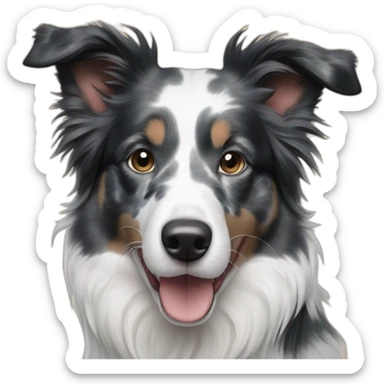 Dual tone, black and white Blue Merle Border Collie sticker