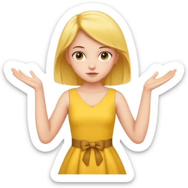 A girl with curious expressions and her arms making a v  on her waist  sticker