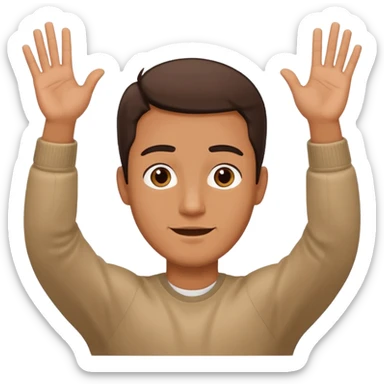 Make an emoji of a guy holding up two hands out like they're giving someone something or someone's giving them and right over those hands put six and seven on one hand each sticker
