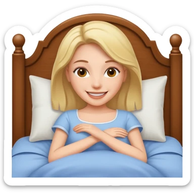 Creer emoji de une femme dans un lit heureuse  sticker