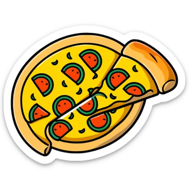 lemon pizza, pizza with lemon topping sticker
