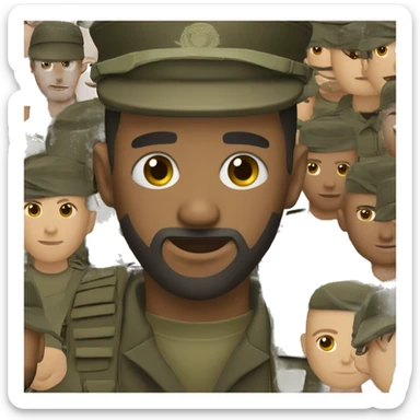 Dark brown man army soldier with beard sticker
