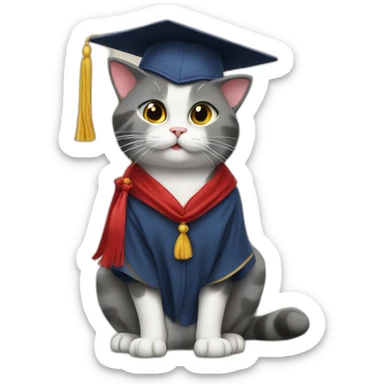 graduation cat sticker