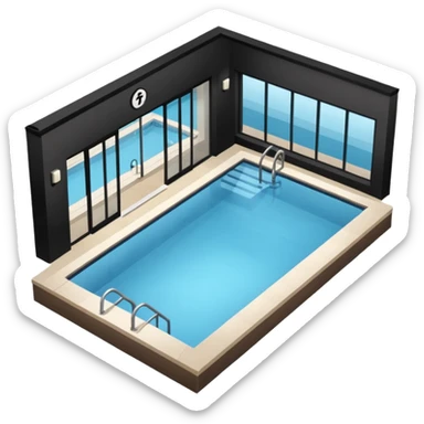 Hotel indoor Pool with entrance door and gym next to it  sticker