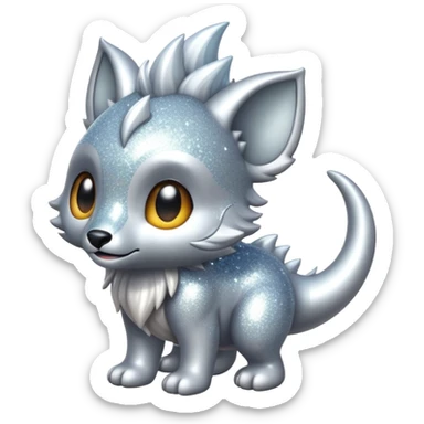 Shiny epic glittery silvery animal-fakemon-creature sticker