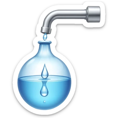 a tap with a small water droplet at the end sticker