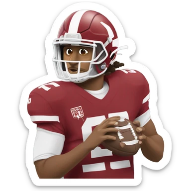 jalen hurts with a football sticker