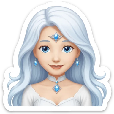 Good Witch of the North from The Wizard of Oz with light skin, blue eyes, long white hair, white outfit sticker
