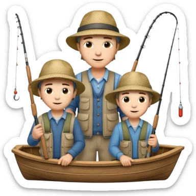 Father and sons fishing on a boat sticker