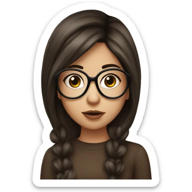 A girl brunette in the glasses with a mask sending a kiss sticker