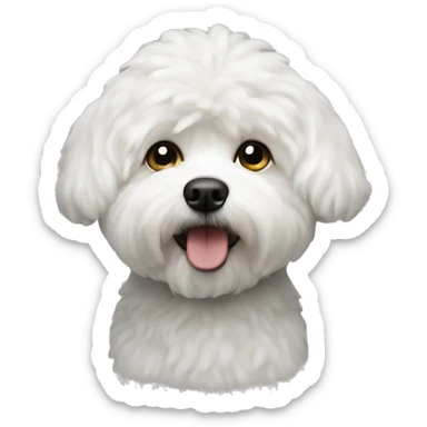 White bolognese bichon dog sticker